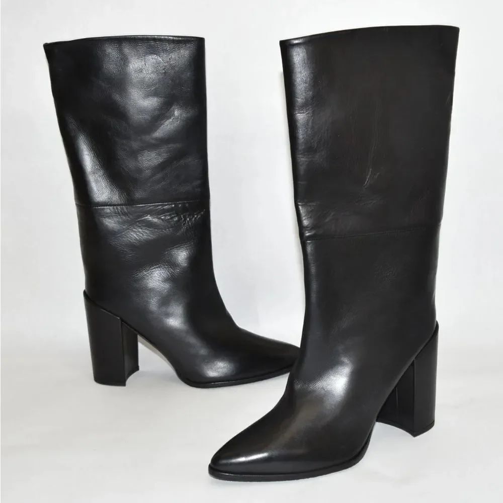 Stuart WEITZMAN Black Mid Calf Boots Dust Bag